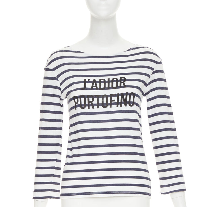 DIOR J'adior Portofino nautical navy white cotton linen mariniere tshirt M