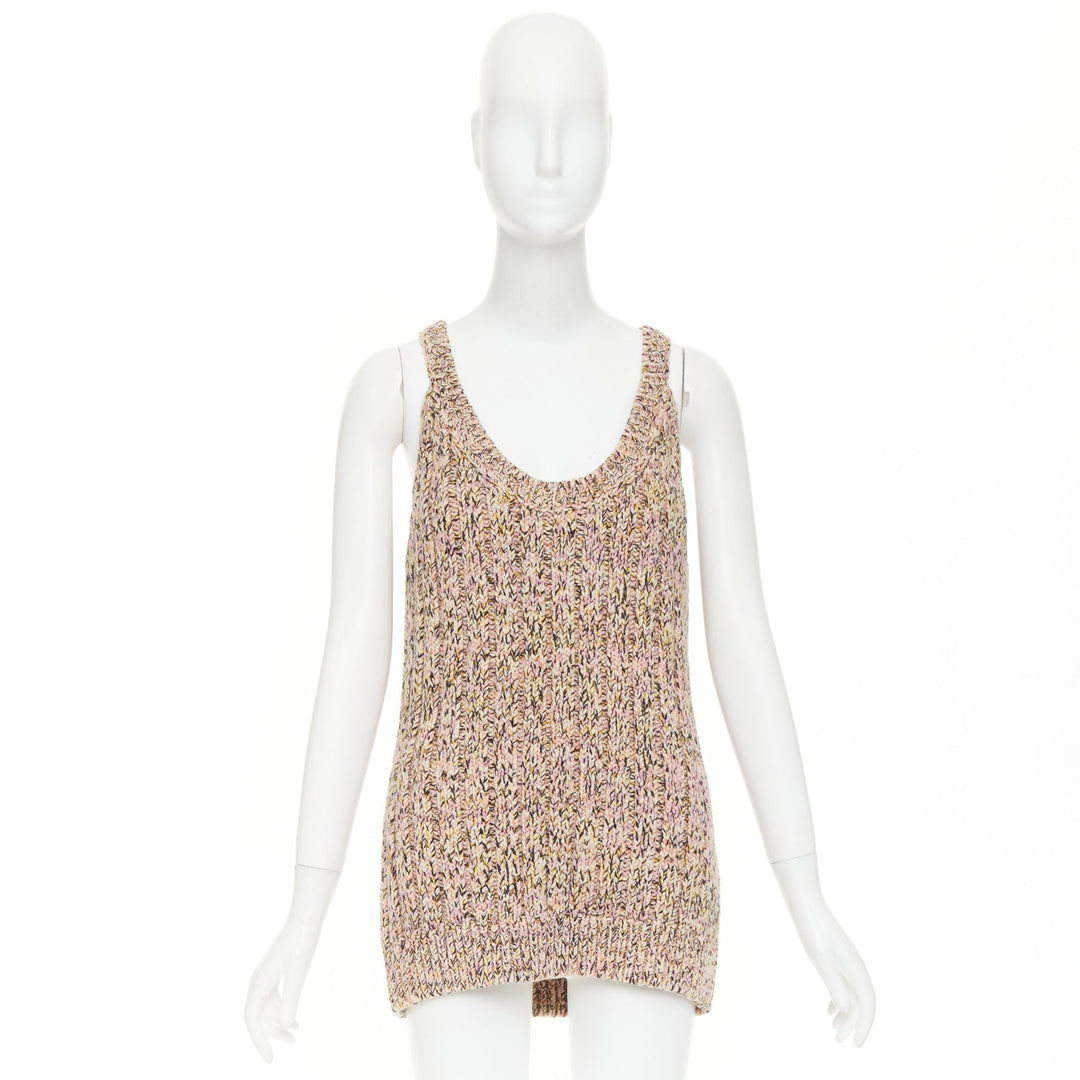 GUCCI 2024 pink marl chunky wool blend knit scoop neck tank tunic S