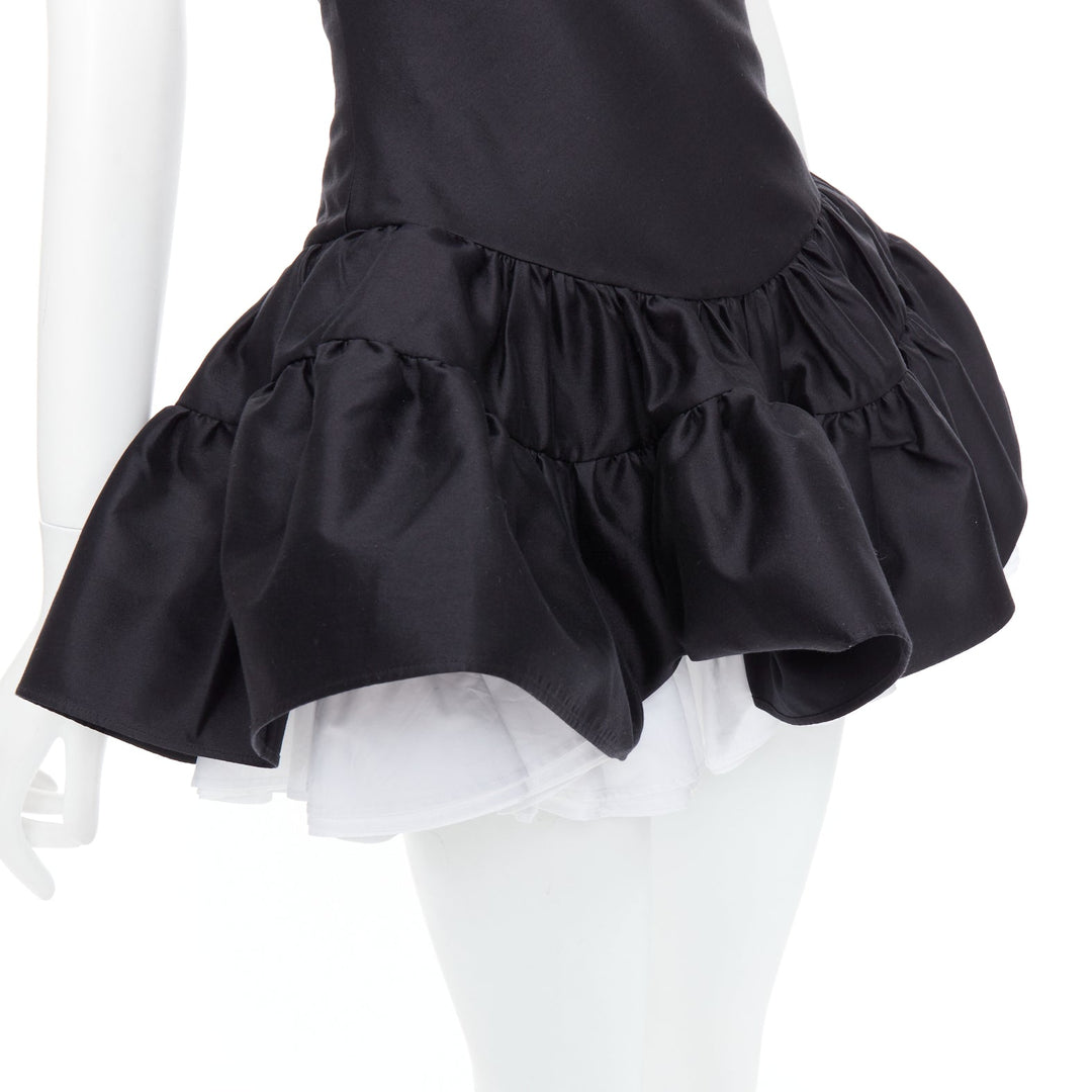 SHUSHU TONG Multilayer Bubble black wool silk puff skirt dress XS