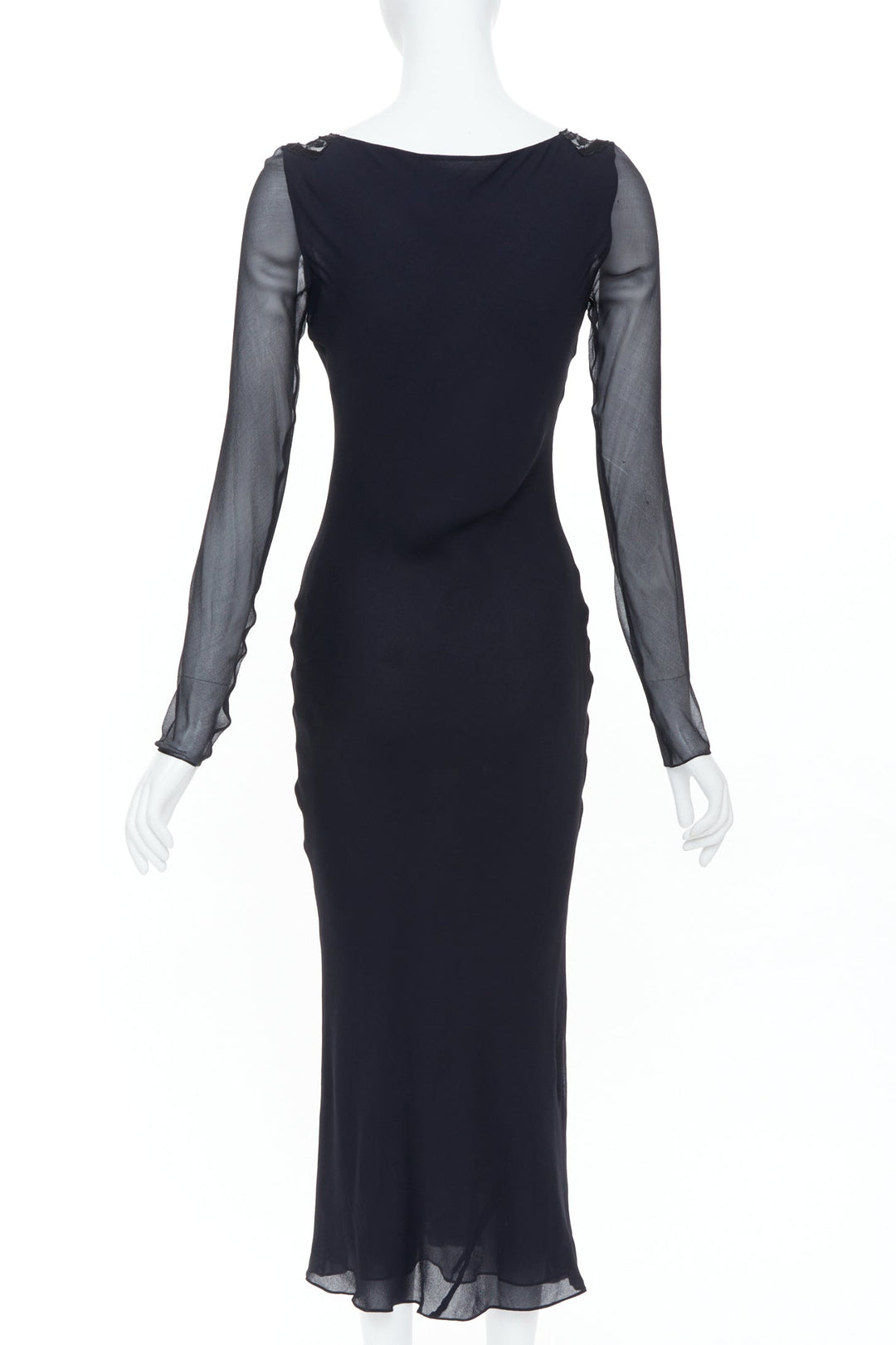 RALPH LAUREN Purple Label black butterfly lace applique cut out silk gown