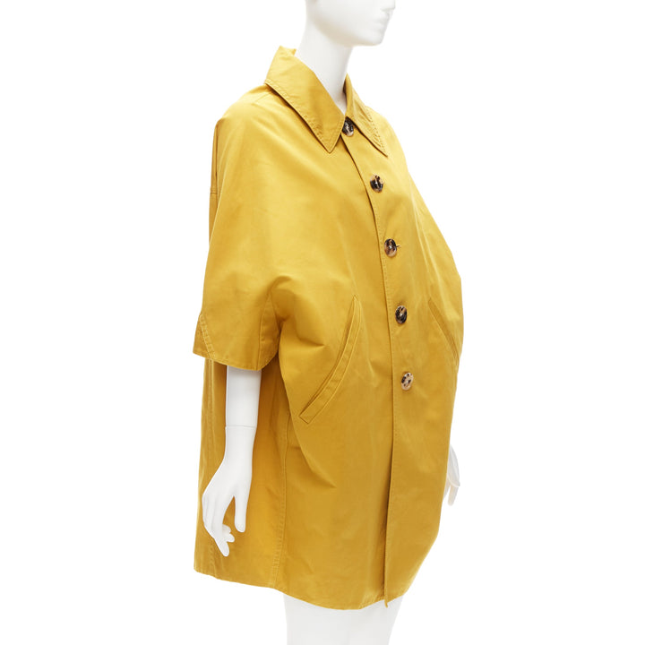 MARNI mustard yellow cotton linen cocoon cropped sleeves coat IT36 XS
