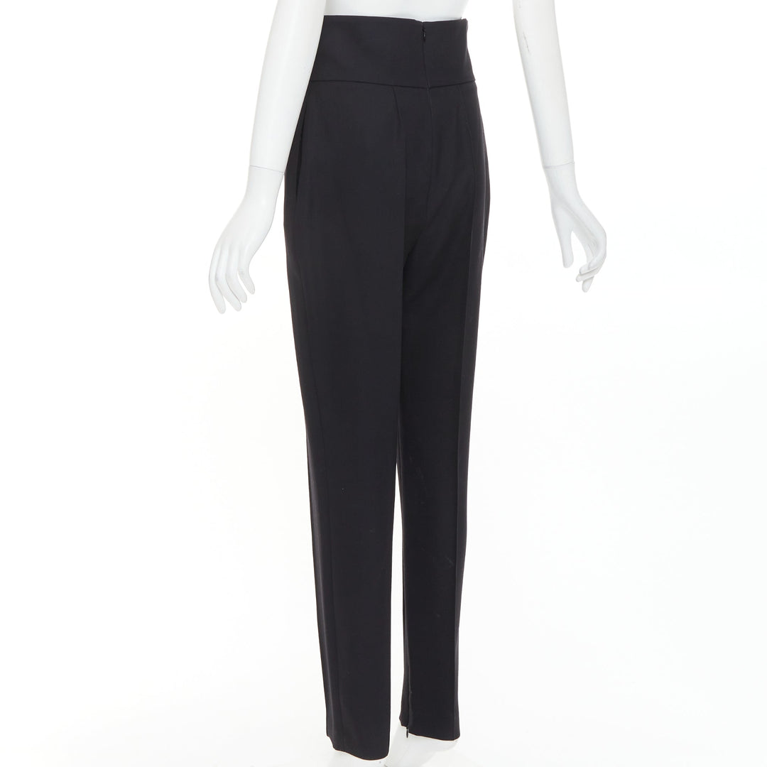 ALEXANDRE VAUTHIER black high waist pleated zip hem harem pants FR40 L