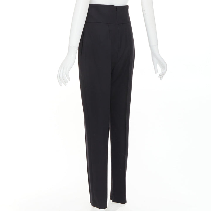 ALEXANDRE VAUTHIER black high waist pleated zip hem harem pants FR40 L