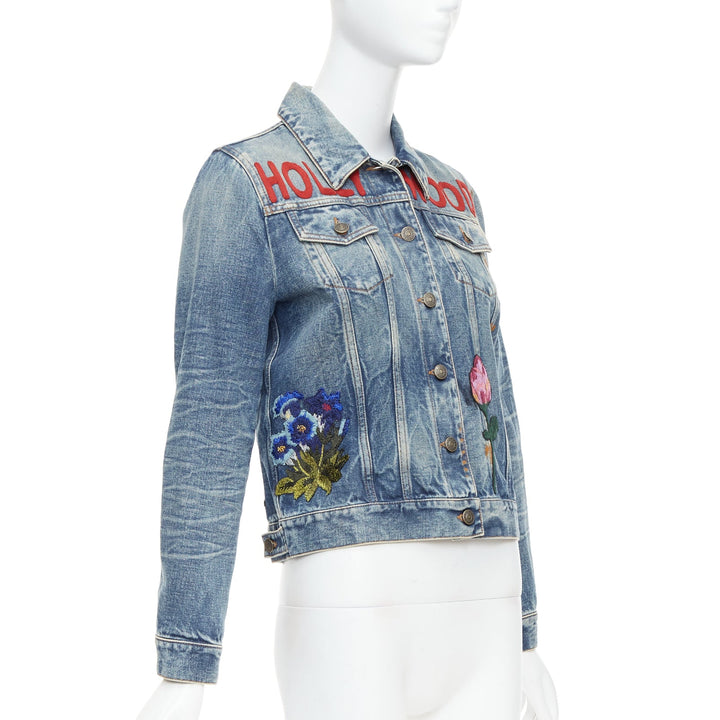 GUCCI HOLLYWOOD bunny blue washed denim jacket IT40 S