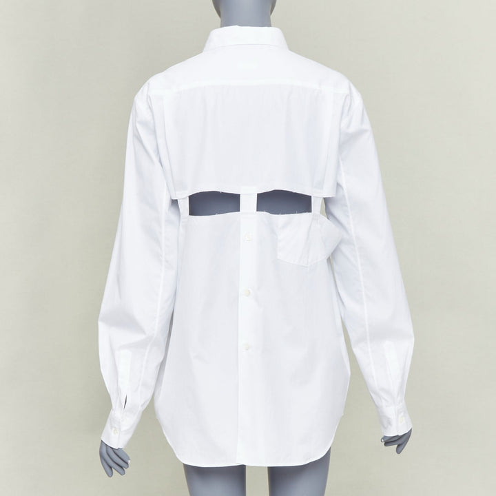 COMME DES GARCONS BLACK 2023 white cotton raw edge cut out long sleeve shirt L