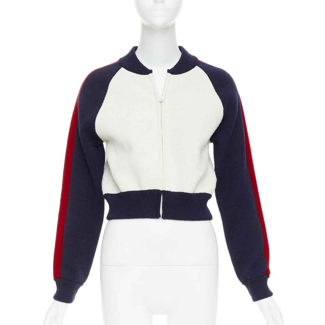 CHRISTIAN DIOR 2021 I Love Paris wool cropped track jacket zip bomber FR34 XS