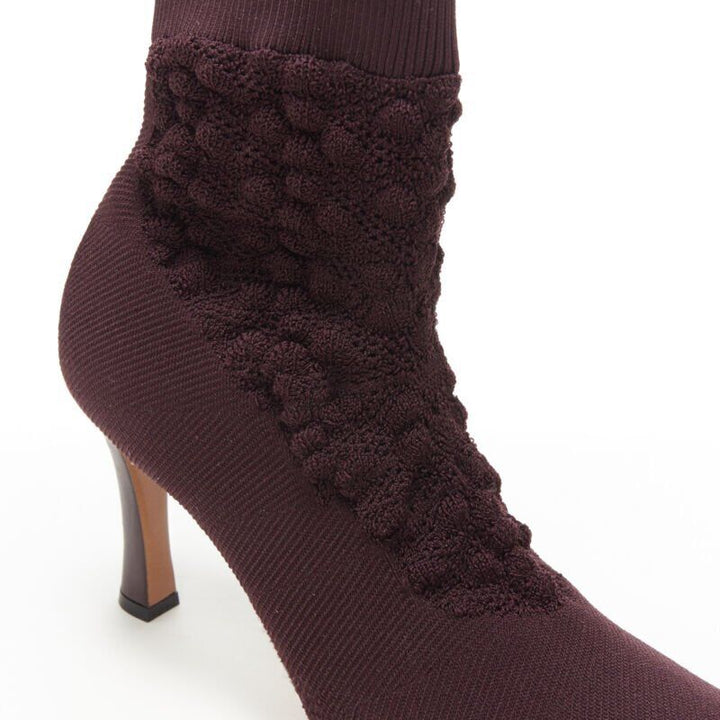 OLD CELINE Glove Bootie burgundy textured sock knit square toe boots EU40
