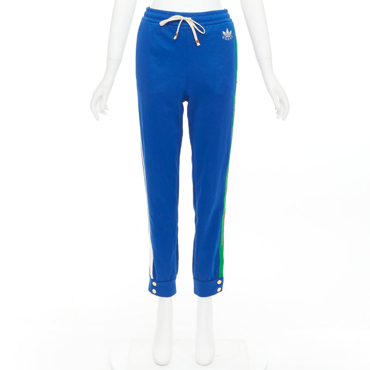 GUCCI ADIDAS 2022 blue white logo web 3 stripe trim track sweat pants XS