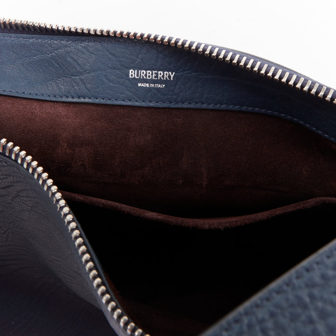 BURBERRY 2023 Knight Medium navy blue calfskin mechanical hardware shoulder bag