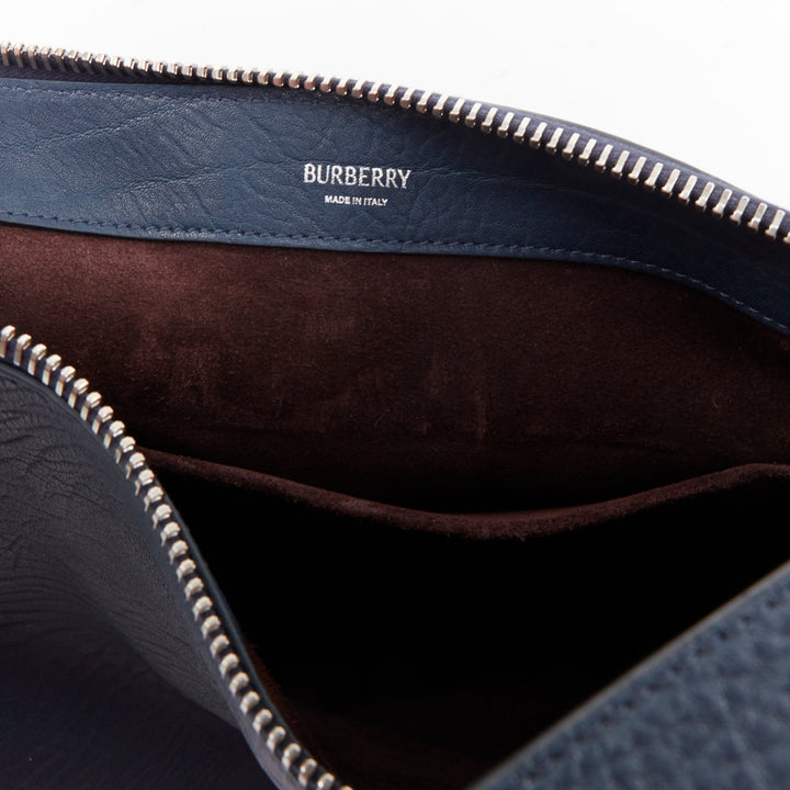 BURBERRY 2023 Knight Medium navy blue calfskin mechanical hardware shoulder bag