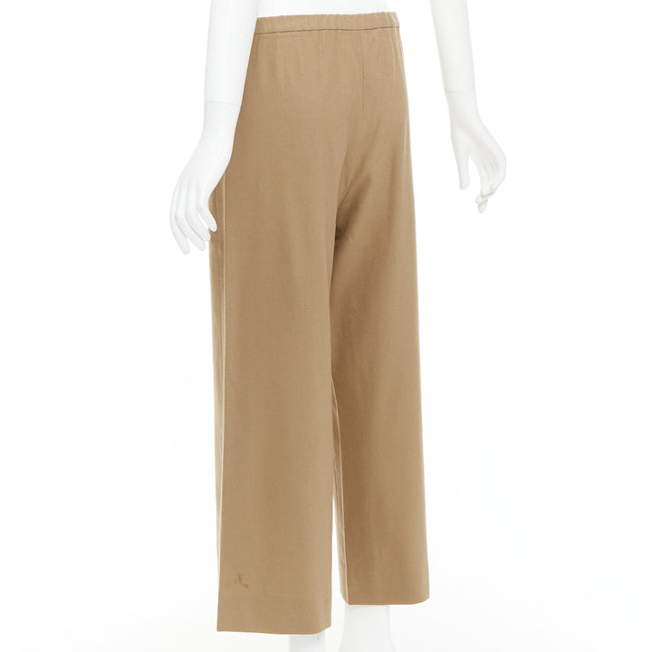 MAX MARA ' camel virgin wool blend drawstring waist wide leg cropped pants 32"