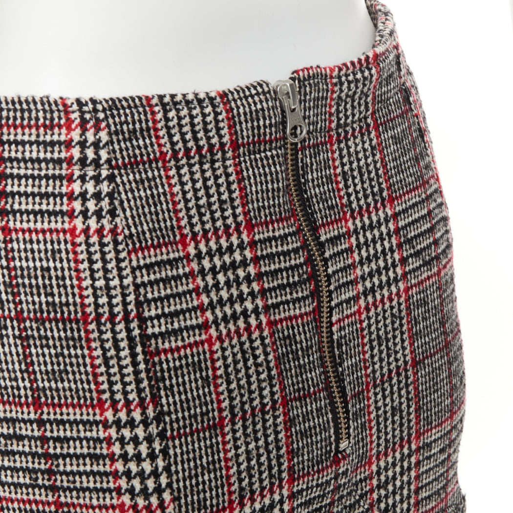MCQ ALEXANDER MCQUEEN multicolor plaid checked tweed pleated midi skirt IT38