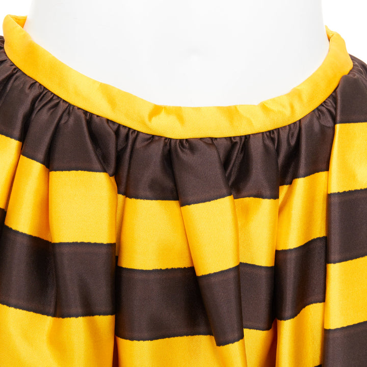 rare PRADA 2022 Raf Simons Tropica yellow brown graphic stripe full skirt IT42 M