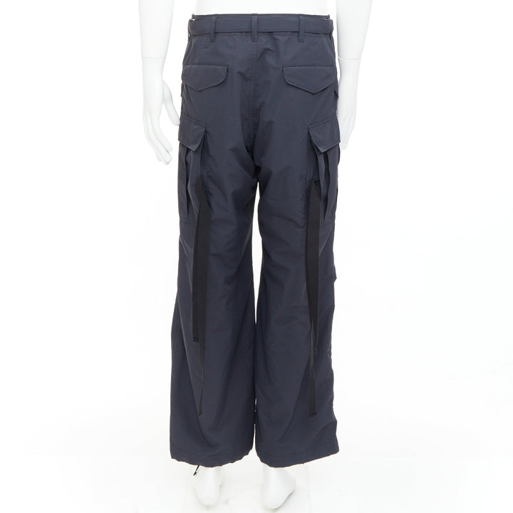 SACAI 2024 black nylon belted pocketed strapped cargo pocket pants JP2 M