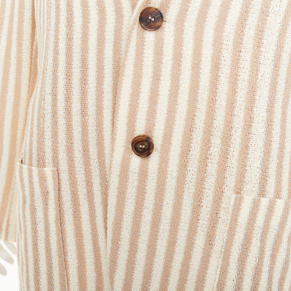 HARRIS WHARF LONDON beige striped cotton blend single breasted blazer IT52 XL