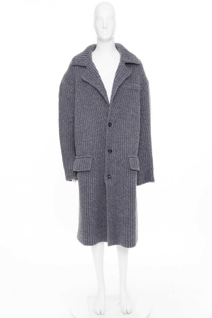 BOTTEGA VENETA 2022 Runway Felted Wool Knitted Coat grey melange coat M
