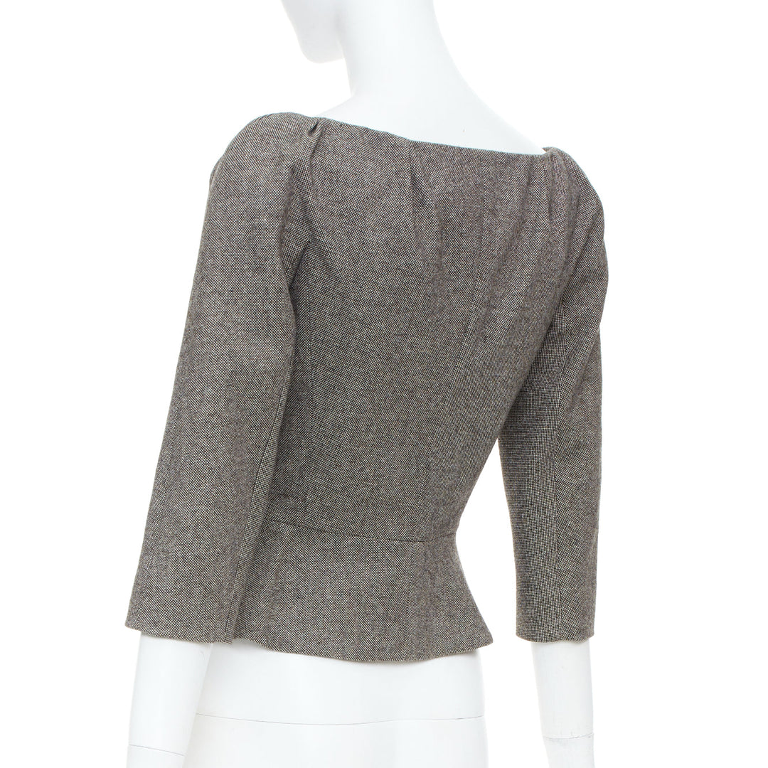 CHRISTIAN DIOR 1998 Runway John Galliano grey wool tweed knot jacket FR36 S
