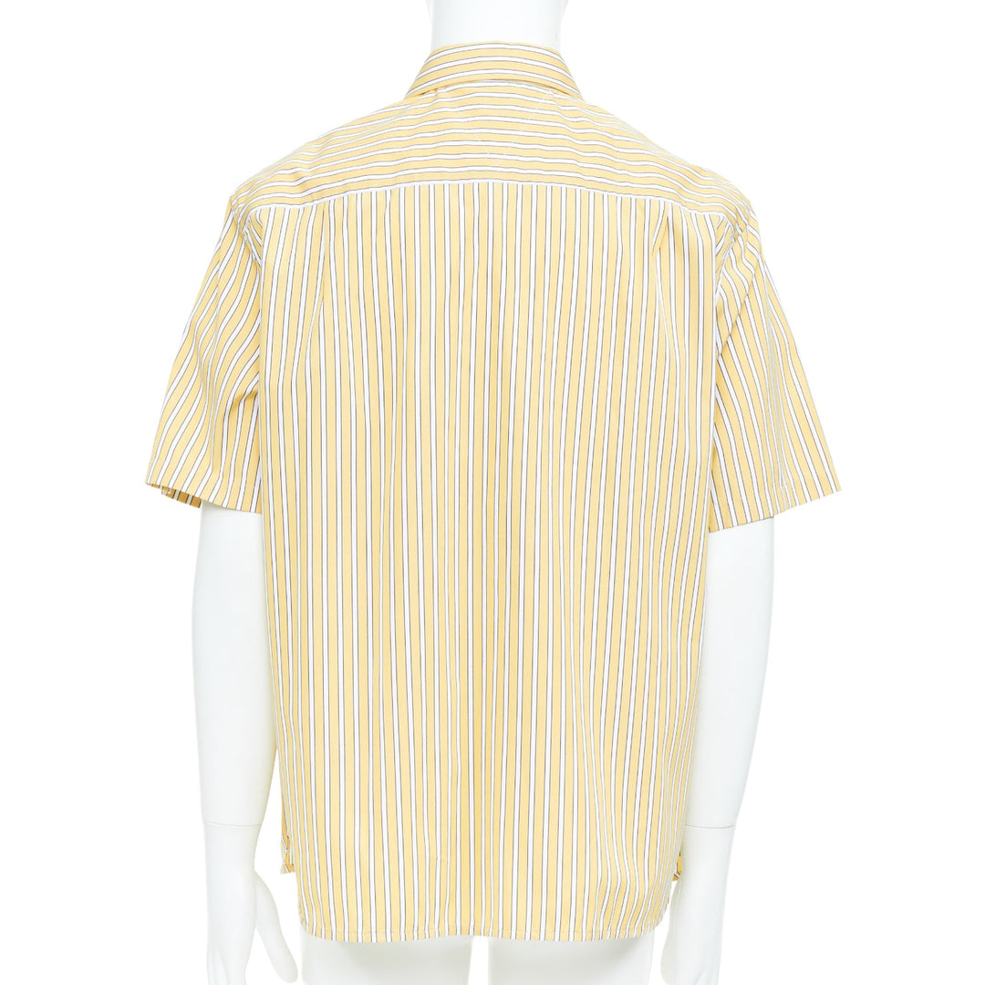 BOTTEGA VENETA Outline yellow striped cotton poplin oversized boxy shirt IT46 S