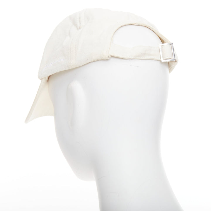 JACQUEMUS cream cotton white embroidered logo baseball cap hat 56cm