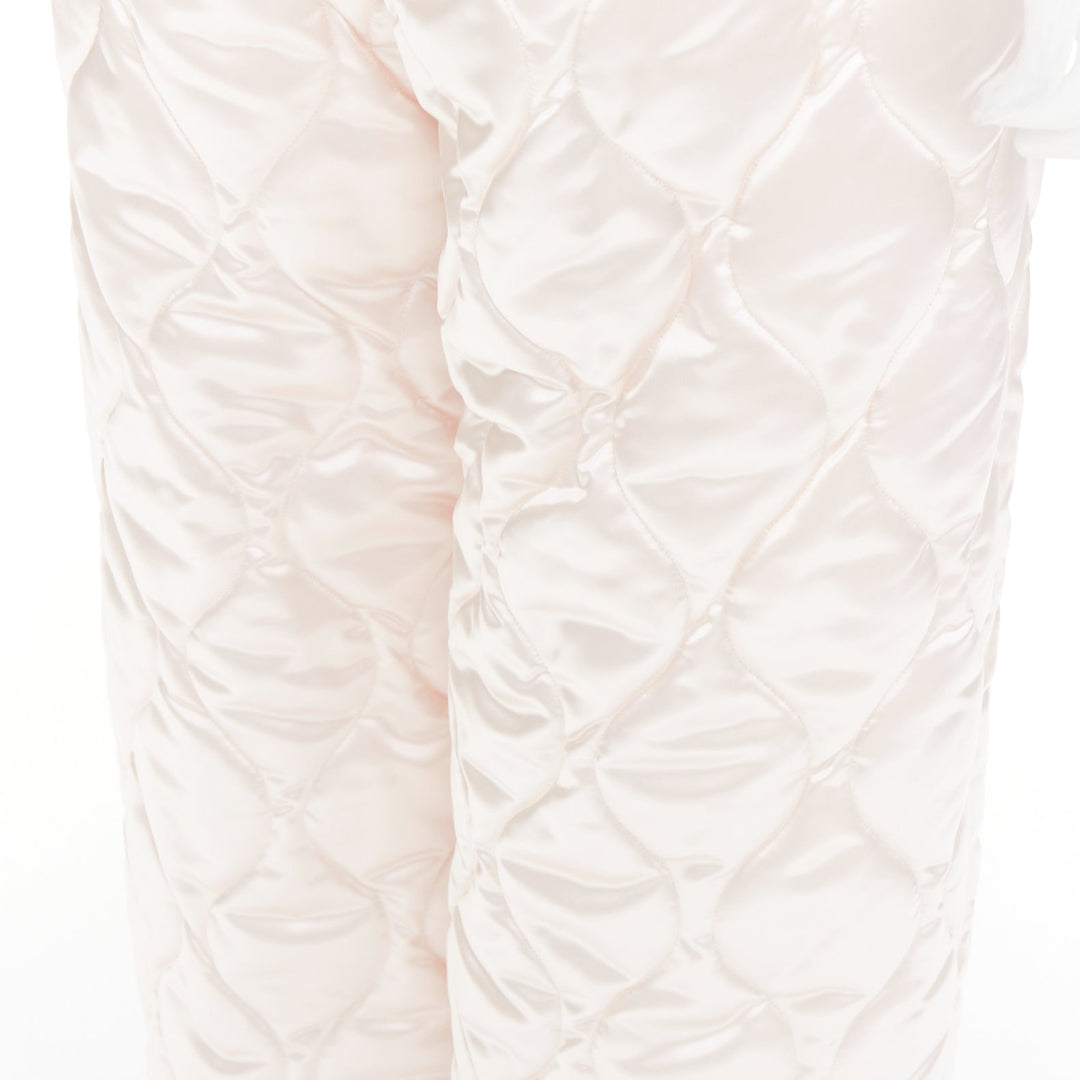 MIU MIU 2021 Runway Winter Pants off white quilted nylon wide pants IT38 XS