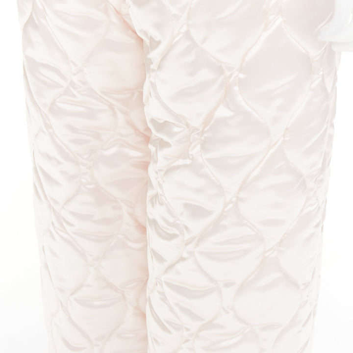 MIU MIU 2021 Runway Winter Pants off white quilted nylon wide pants IT38 XS