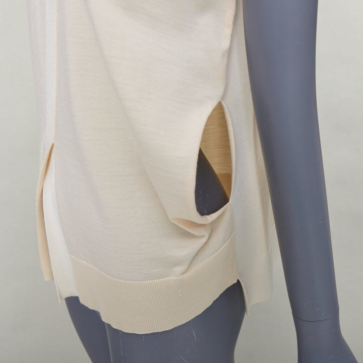 OLD CELINE Phoebe Philo beige wool cashmere blend split hem sweater vest S