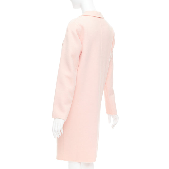 SANDRO pink wool blend notced collar single button long coat FR36 S