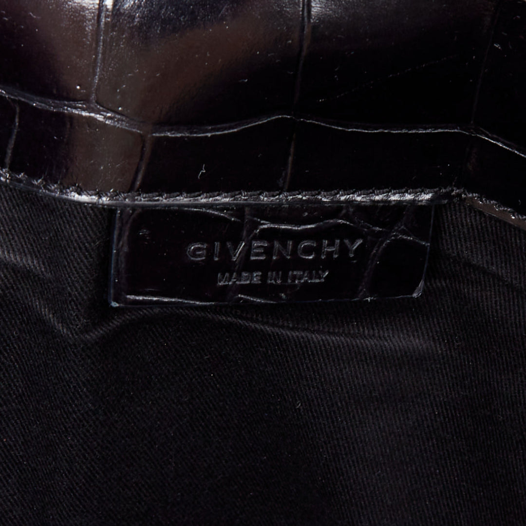 GIVENCHY Antigona black embossed leather silver logo envelope clutch