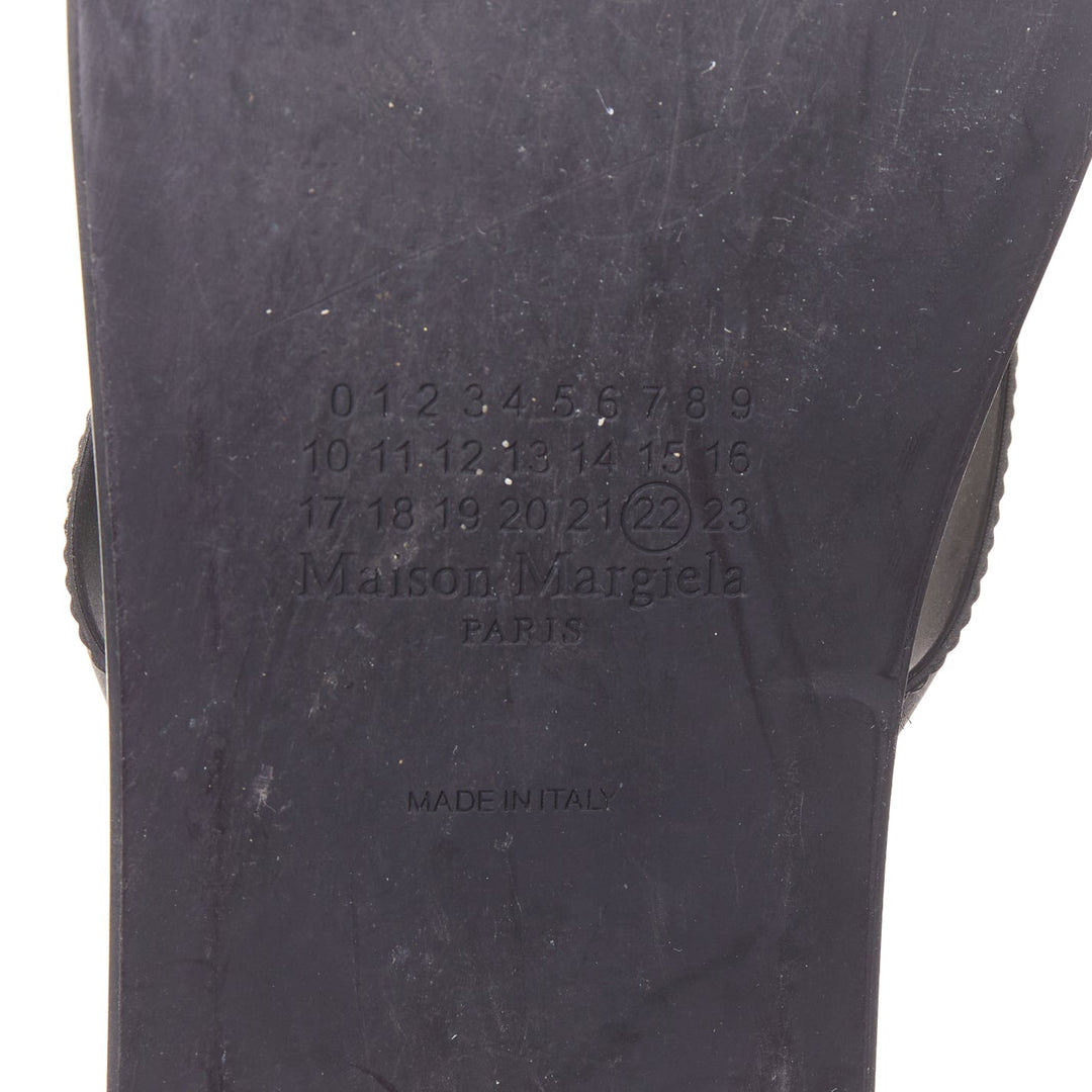 MAISON MARGIELA  2022 Tabi black split toe flip flops thong sandals trompe EU36