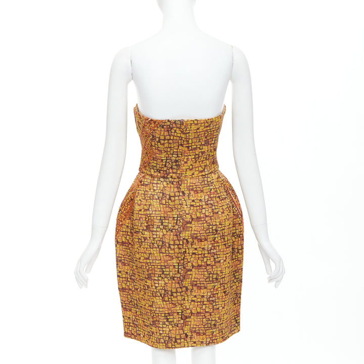 rare DOLCE GABBANA 2013 Runway gold Byzantine mosaic stain glass dress IT36 XXS