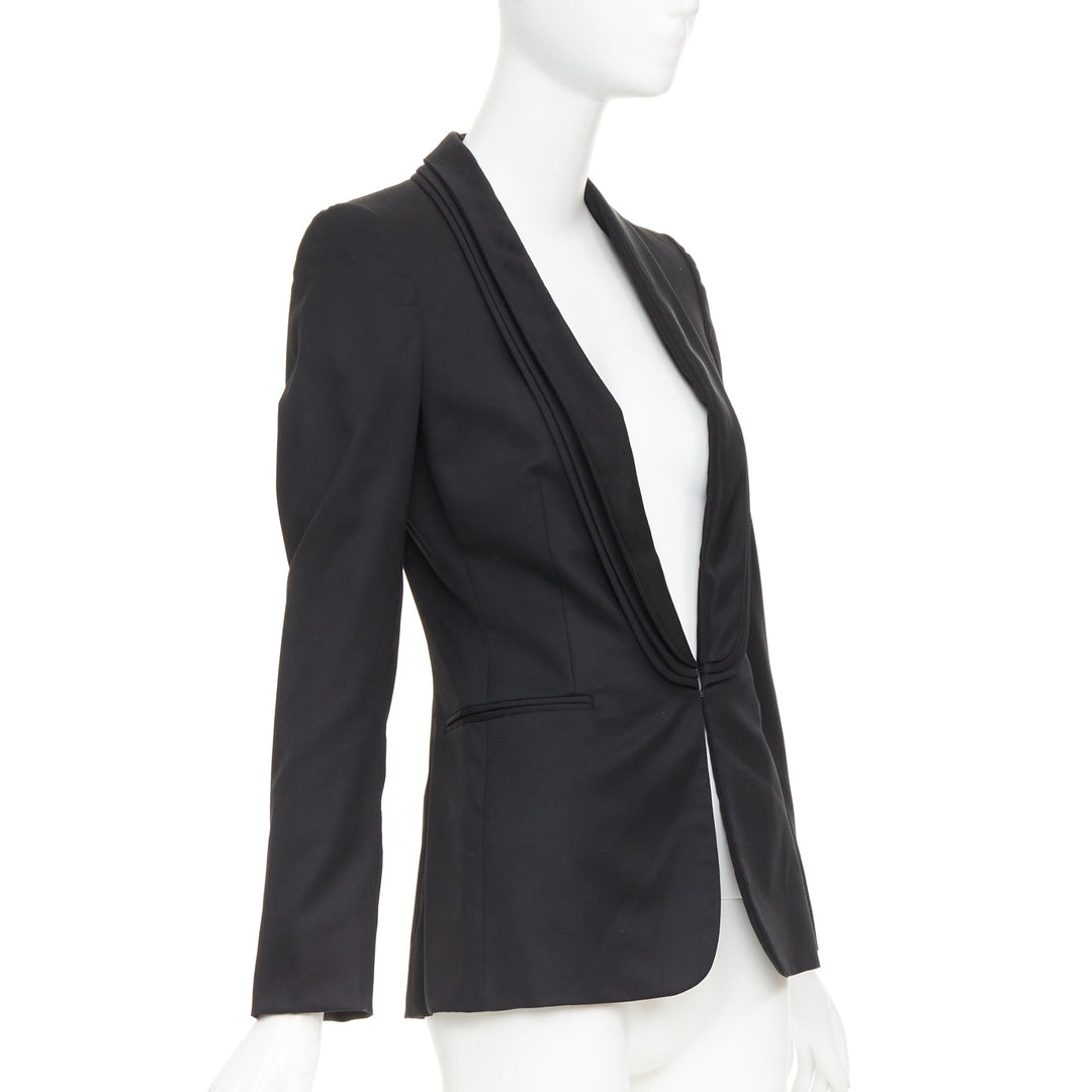 STELLA MCCARTNEY 2014 black wool layered shawl collar tuxedo blazer IT36A XXS