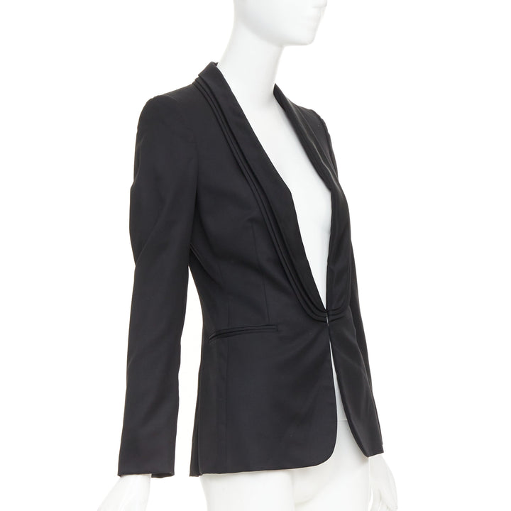 STELLA MCCARTNEY 2014 black wool layered shawl collar tuxedo blazer IT36A XXS