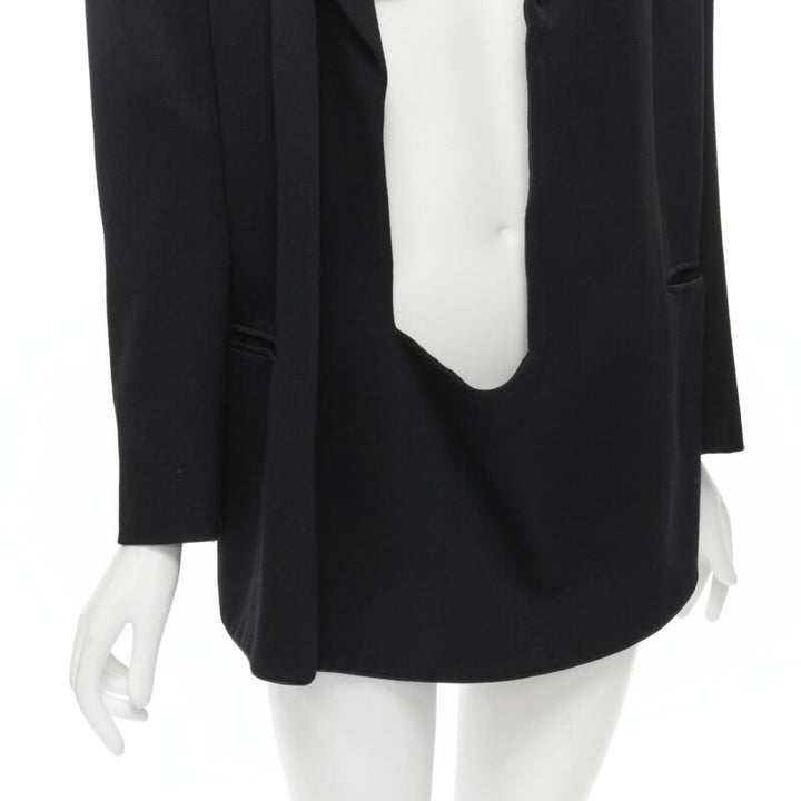 vintage COMME DES GARCONS 1988 black wool plunge neck pullover blazer jacket S