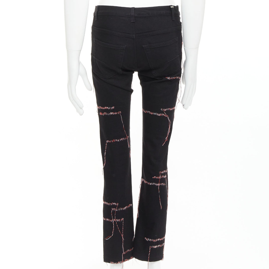 DIOR HOMME 2016 Runway black red white stitch cropped jeans 30" Lil Uzi Vert