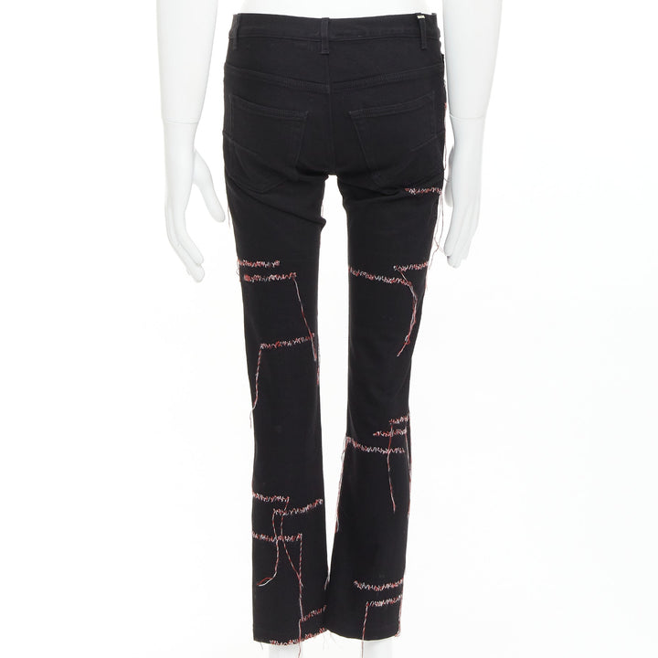 DIOR HOMME 2016 Runway black red white stitch cropped jeans 30" Lil Uzi Vert