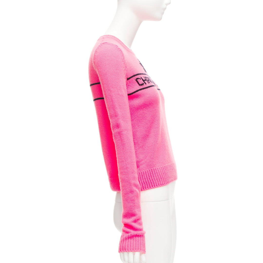 CHRISTIAN DIOR 2022 100% cashmere pink star logo long sleeve sweater FR34 XXS