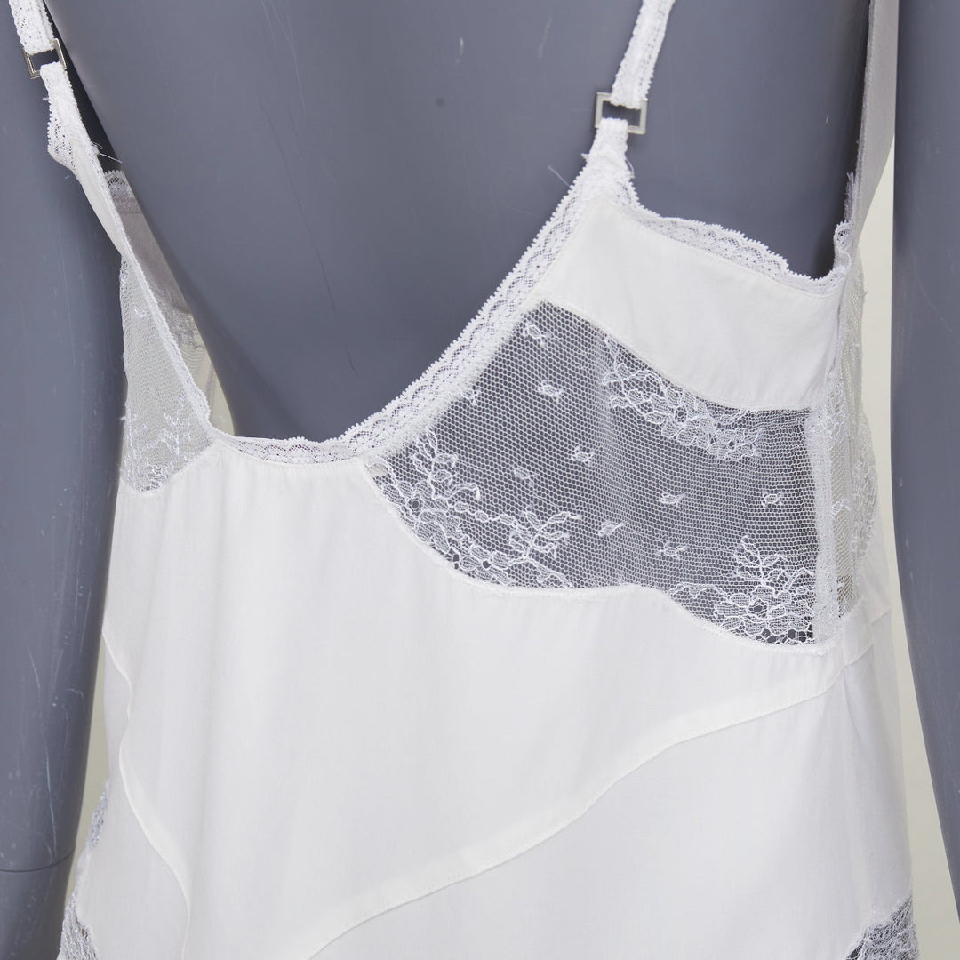 STELLA MCCARTNEY Vintage 2004 cream silk crepe lace panel cami tank top Sz.1 XS