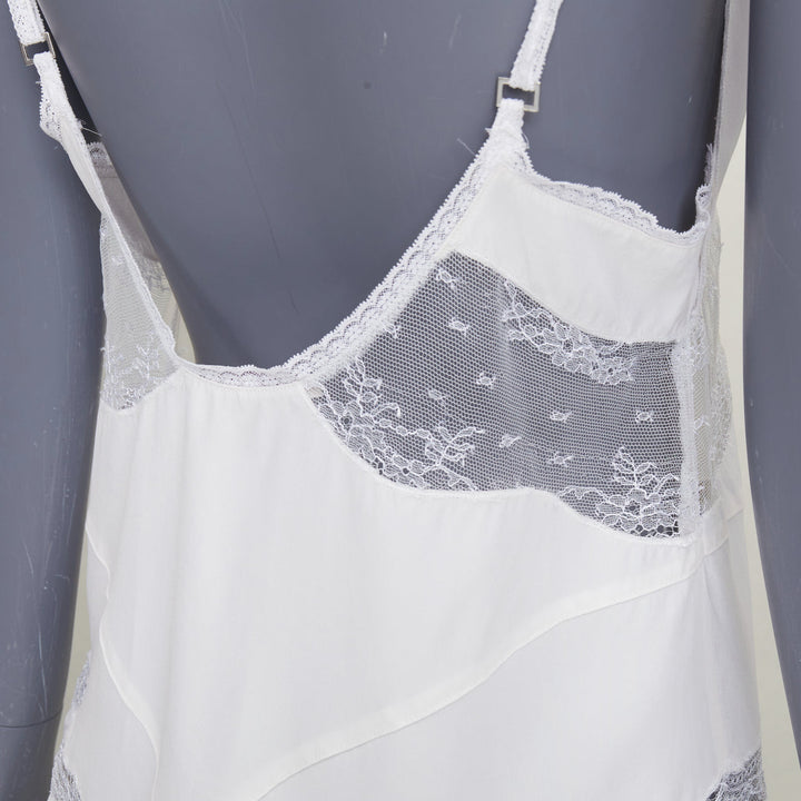 STELLA MCCARTNEY Vintage 2004 cream silk crepe lace panel cami tank top Sz.1 XS