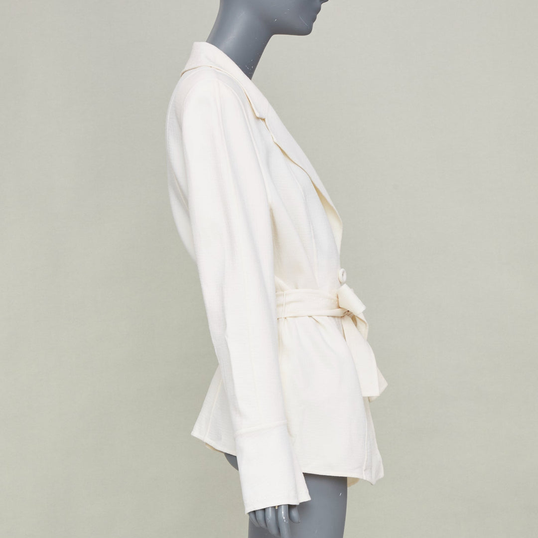 ESCADA cream wool blend double breasted belted flared bell sleeve coat FR44 XL