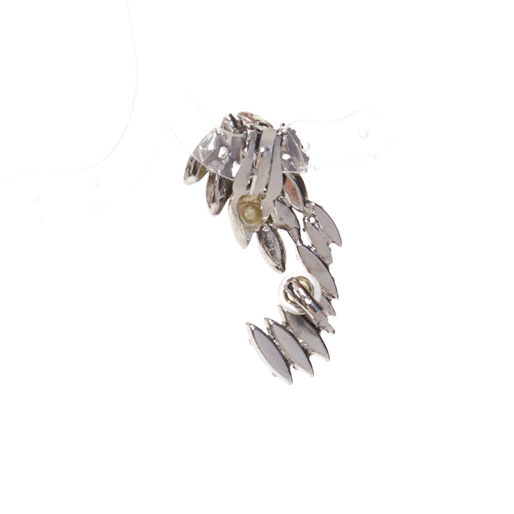 SAINT LAURENT 2021 silver YSL logo black crystal marquise climber earring