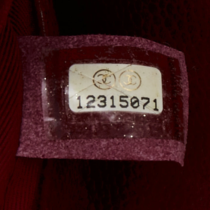 CHANEL Half Moon red grained leather CC quilted flap crossbody WOC bag