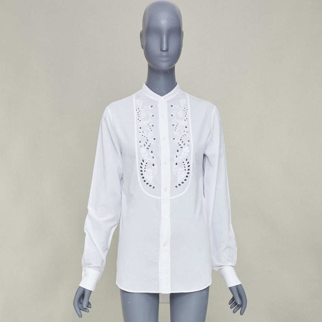 ALEXANDER MCQUEEN KIDS 2017 white embroidered eyelets trim priest shirt Y14+ XS