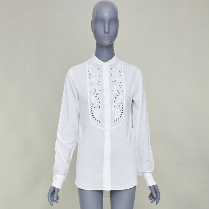 ALEXANDER MCQUEEN KIDS 2017 white embroidered eyelets trim priest shirt Y14+ XS