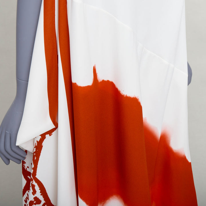 FERRAGAMO Maximilian Davis 2023 Runway red animalier print crepe draped dress S