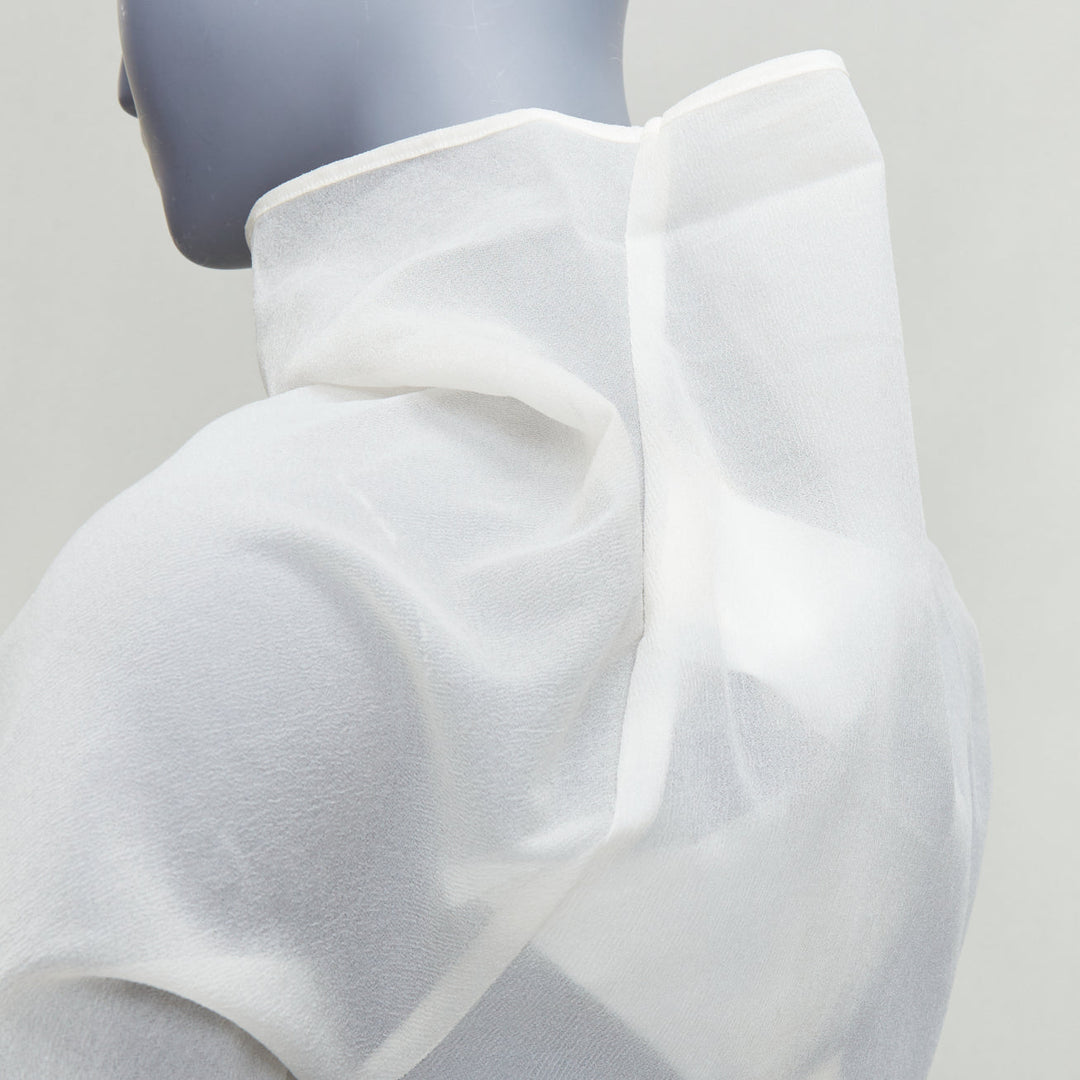 COMME DES GARCONS 1997 Lumps Bumps off white sheer turtleneck top S