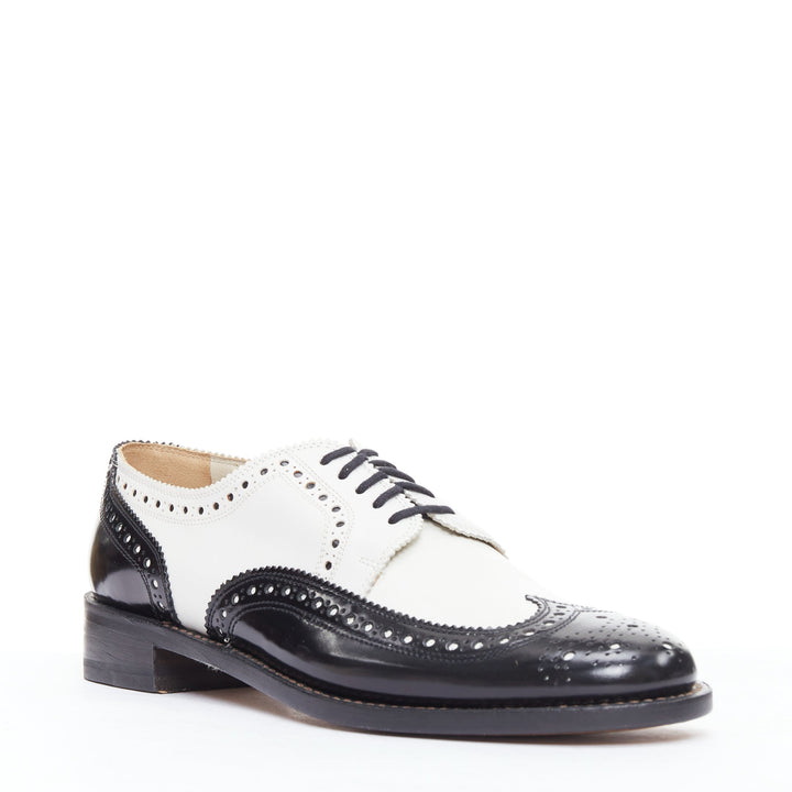 ROBERT CLERGERIE black white leather bicolor derby brogue UK7 EU40