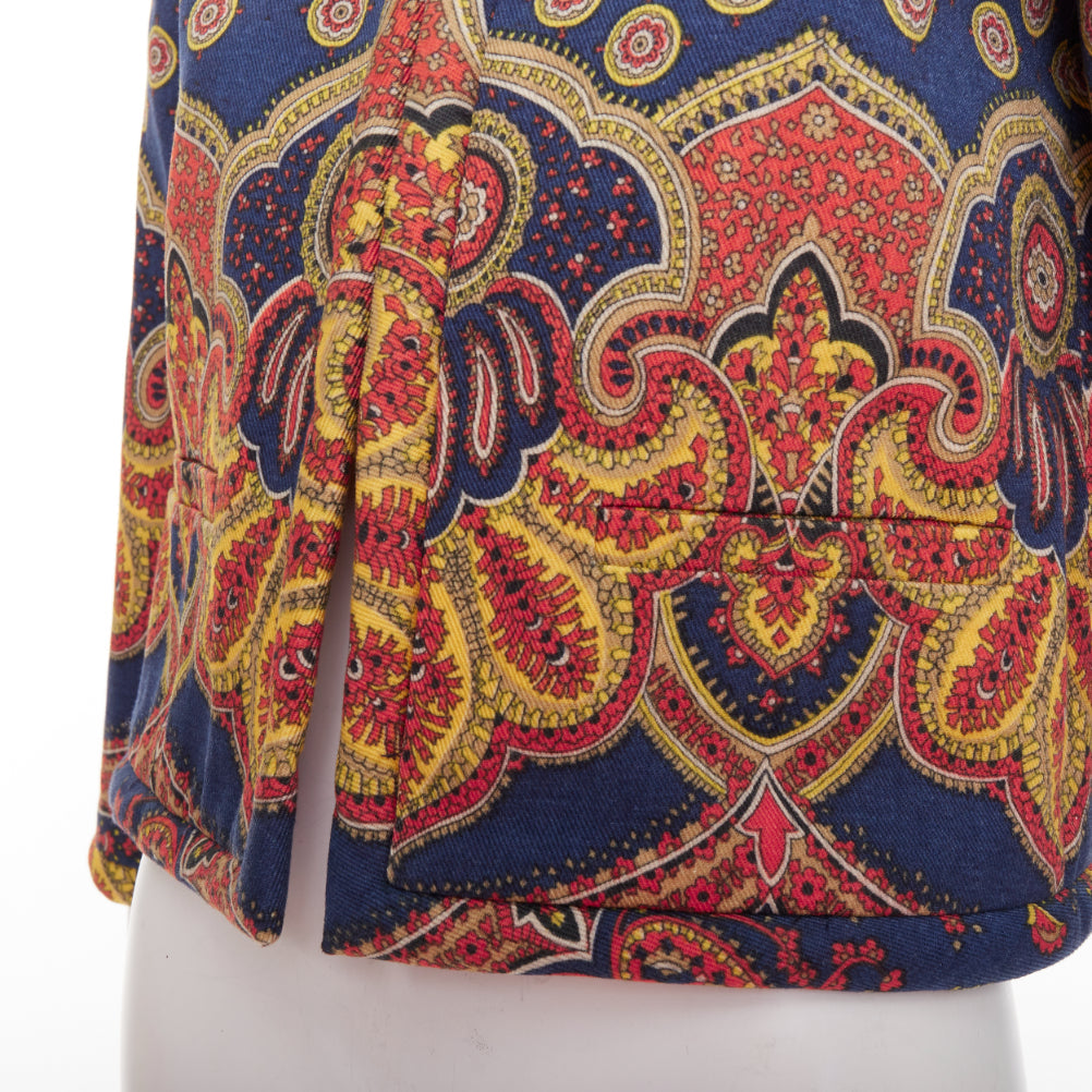 VALENTINO 2024 Paisley Medaglioni orange cotton gabardine cropped jacket IT40 S
