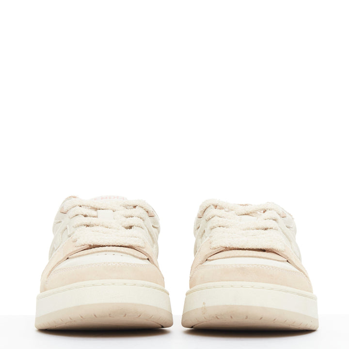 FENDI Match Low beige pink leather FF logo flat chunky sneakers EU35