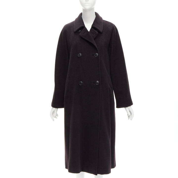 MAX MARA black virgin wool cashmere double breasted coat IT36 XXS