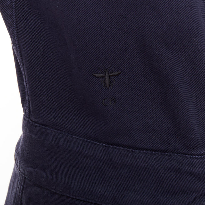 CHRISTIAN DIOR navy cotton CD bee cargo playsuit romper FR34 XS